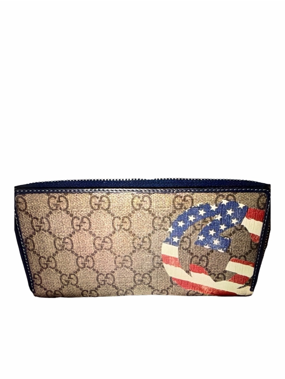 Gucci GG Supreme USA American Flag Zip Around Long Wallet 304196